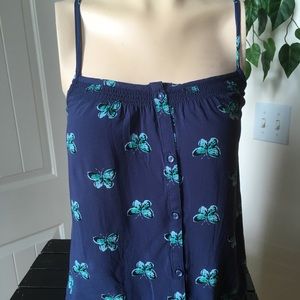 Old Navy Silky Butterfly Cami Tank Adjust Straps